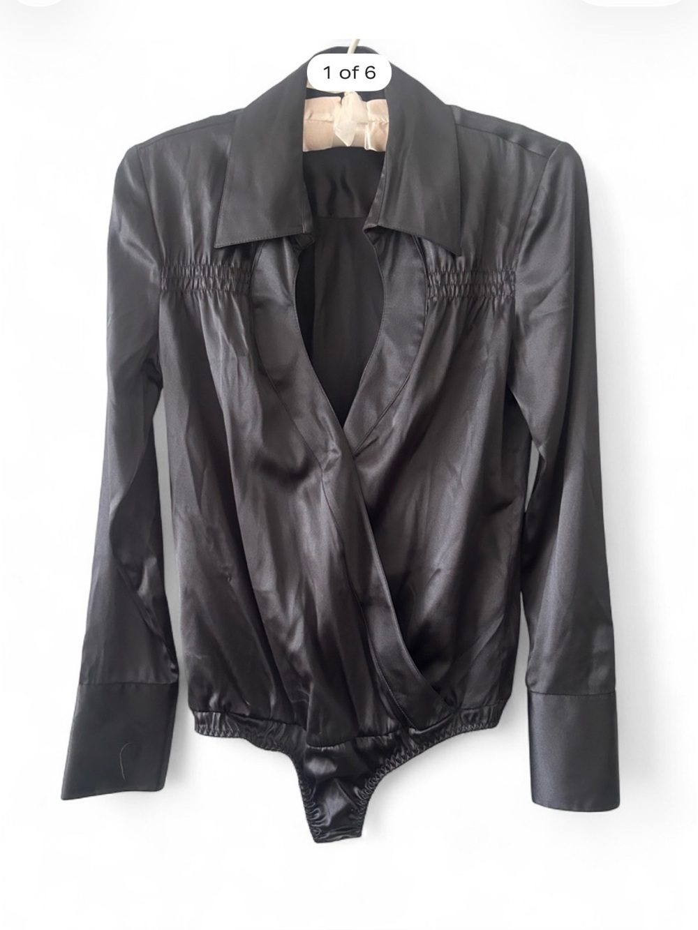 Moda International black silk&spandex bodysuit